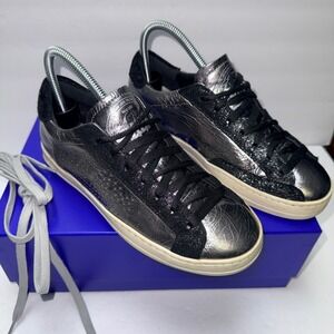 P448 John Maya Women Metallic Silver Black Glitter Sneakers F21JOHN-W 7 US 37 EU